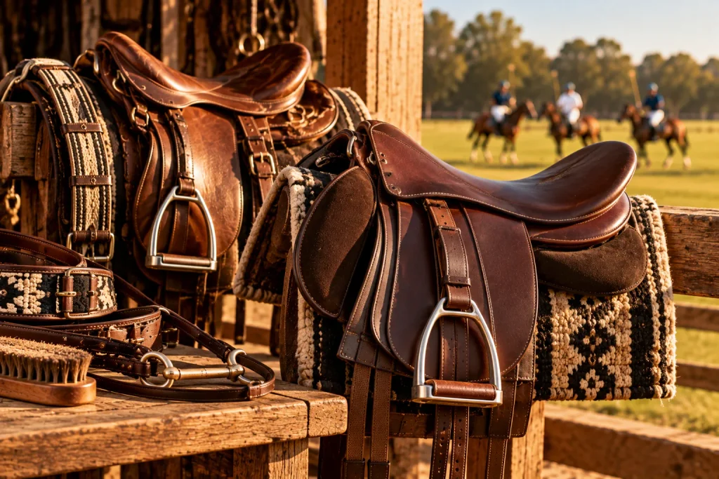 Argentine handcrafted leather saddles for traditional riding and polo