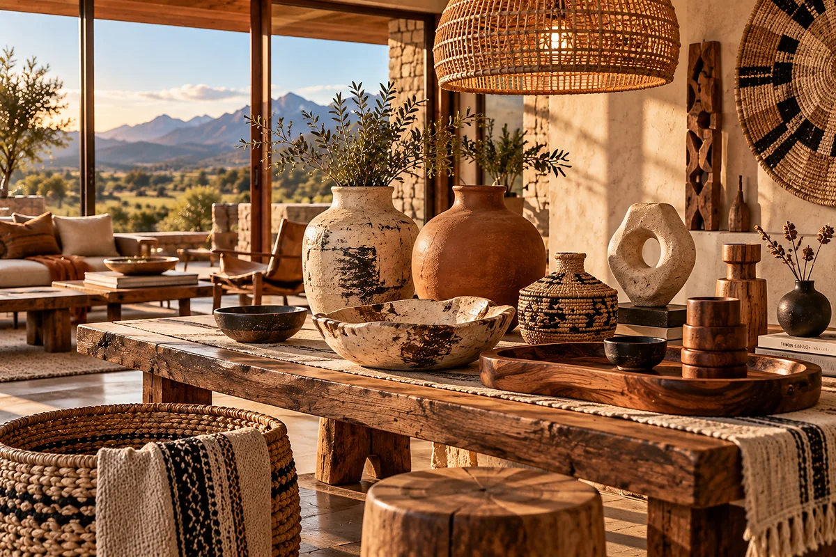 Argentine home and decorative objects featuring handcrafted ceramics, wood, natural fibers and textiles