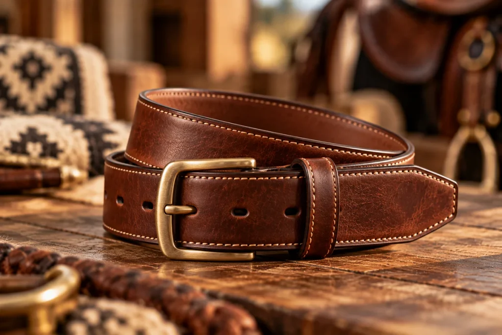 Argentine handcrafted leather belt made from premium brown leather