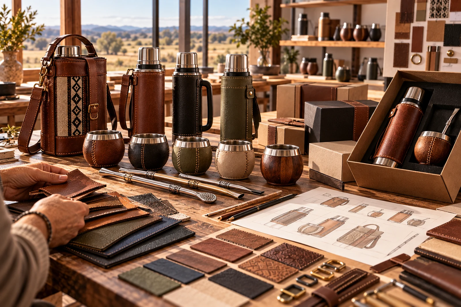 Custom and private label Argentine mate collections with personalized leather, packaging and product finishes.