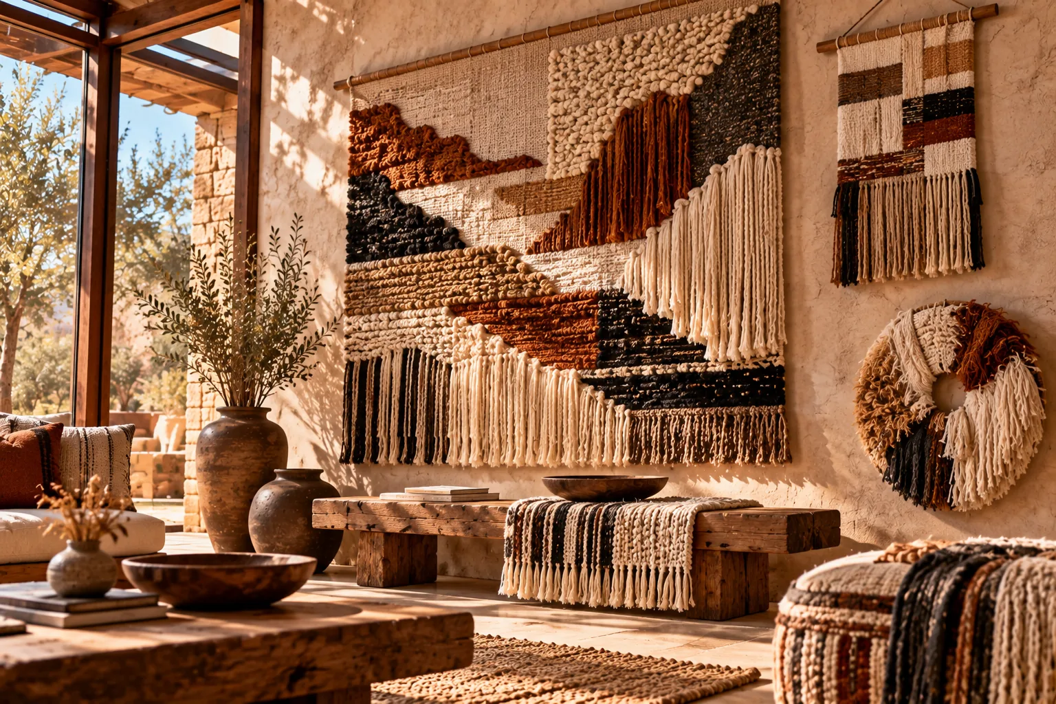 Argentine textile art and woven tapestries combining traditional craftsmanship with contemporary design.